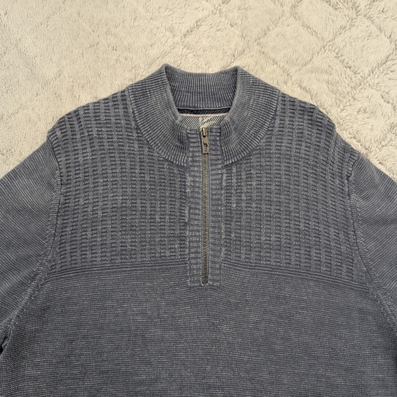 Tommy Bahama Sweater Mens XL Gray ¼ Zip Pullover Knit Cotton Casual Beach - Picture 2 of 9